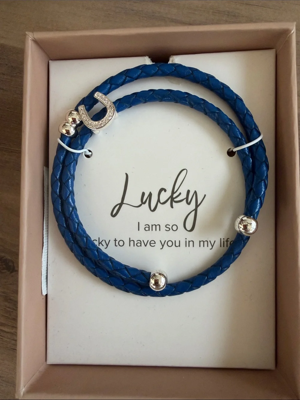Wonderly Lucky Blue Braided Double Wrap Bracelet with Silver Accents